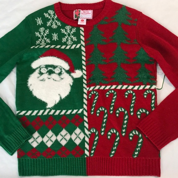 Santa Men's Great Christmas Sweater Red/Green LG - Picture 1 of 7